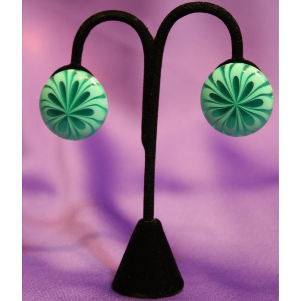 Mint Green Candy Swirl Vintage Lucite Button Studs